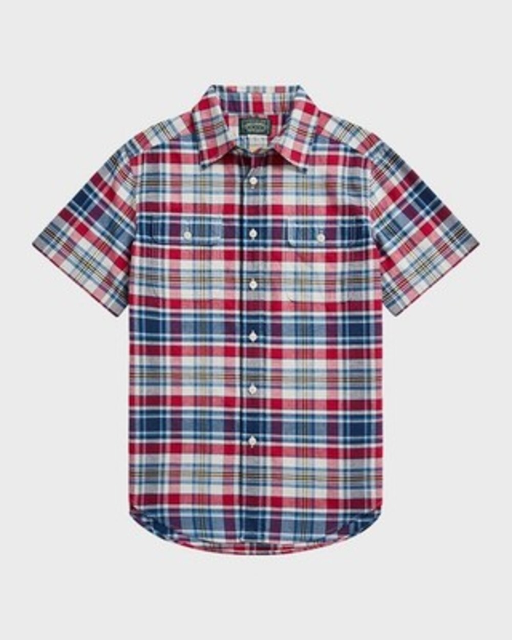 Polo Ralph Lauren Plaid Shirt Boys' XL (18-20) Red Navy Multi Button Closure S/S